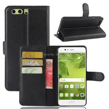 

100pcs/lot Lichi grain wallet PU Leather stand+TPU Cover Case with card slot For Huawei P10 P10 Plus Mate 9 Pro