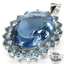 Guaranteed Real 925 Solid Sterling Silver 4.4g 2018 New Designed Top London Blue Topaz Woman's Pendant 30x20mm Guaranteed Real 925 Solid Sterling Silver 4.4g 2018 New Designed Top London Blue Topaz Woman's Pendant 30x20mm