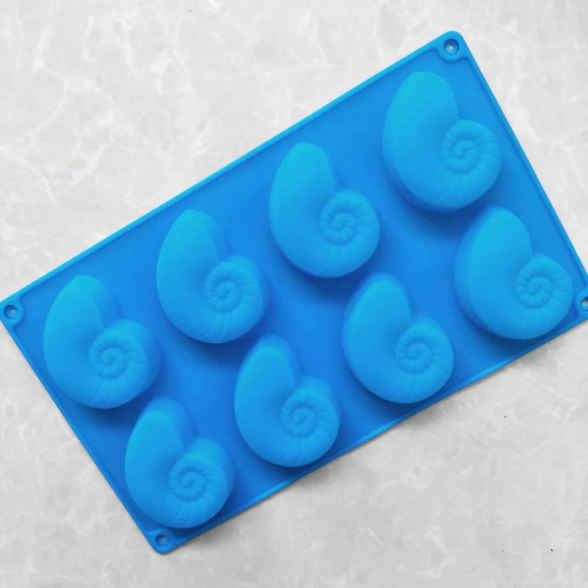 

Snail Shape Cake Mold Silicone Mold 27*16cm Big Size 8 Holes Bakeware Gingersnap Cookie Pudding Soap Fondant Mould GJD115