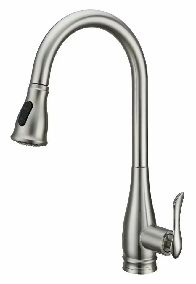 

Classic style Brushed nickel color Kitchen Faucet Pull Out Sprayer Single Hole Swivel Sink Mixer Tap deck mounted
