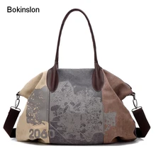 Bokinslon большой Сумки для женщины холст ретро Для женщин Мода Сумки на плечо печати Повседневное Кроссбоди сумка женская