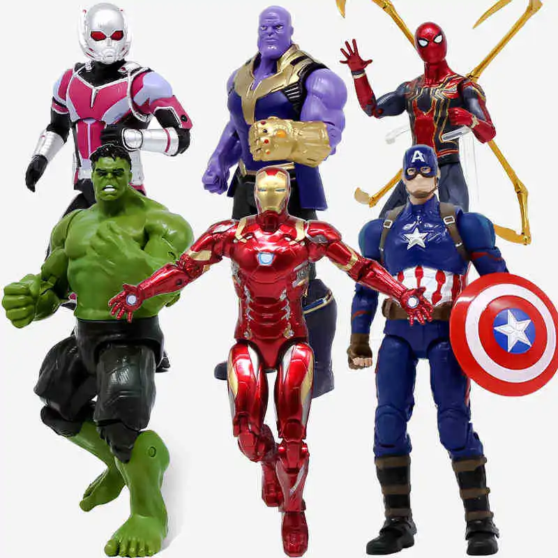 

18CM Marvel avengers iron man spider-man captain America hulk Thanos Equivalent 26 species doll Color Box Packaging toy