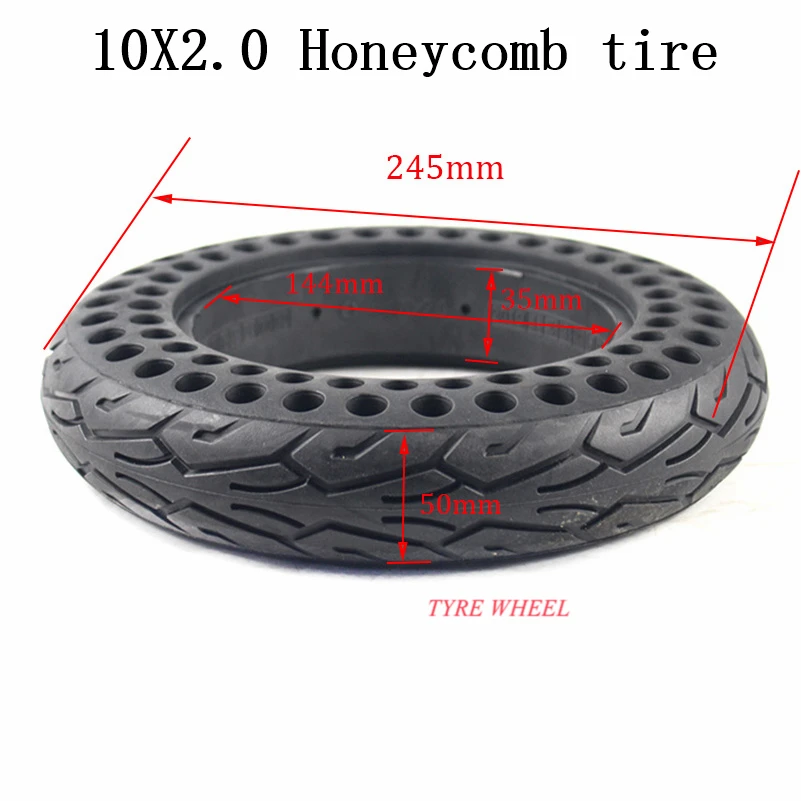 10 inch Porous electric skateboard Bicycle E-Bike tire 10x2.0 air-free honeycomb shock absorber solid tire proof Tyre