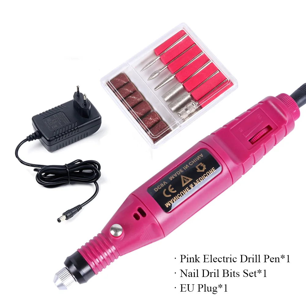 1 набор, профессиональная электрическая ручка для маникюра, дрели, фрезы для педикюра, фрезы, пилочка для ногтей, сверлильные станки, LAHBS-011P - Цвет: EU Plug