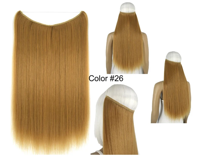 Жаростойкие синтетические волосы прямые Halo волосы для наращивания эластичность невидимая проволока волосы штук 8106 - Цвет: 26