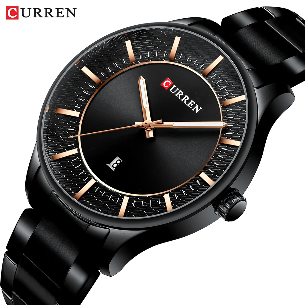 

CURREN Men Watch Black Ultra-thin Date Analog Stainless Steel Strap Casual Sport Military Quartz Watches Gifts Relogios Dropship