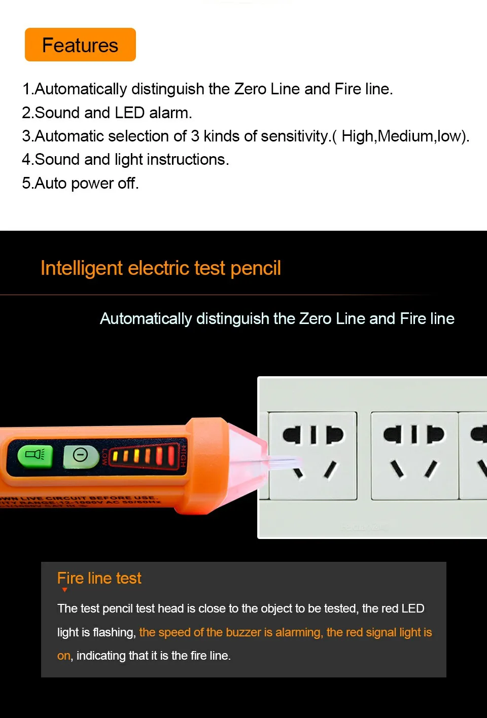 Бесконтактный Тестер Напряжения, Aidbucks 12-1000 В PM8908C AC со светодиодным фонариком тест живого провода переменного тока вольт