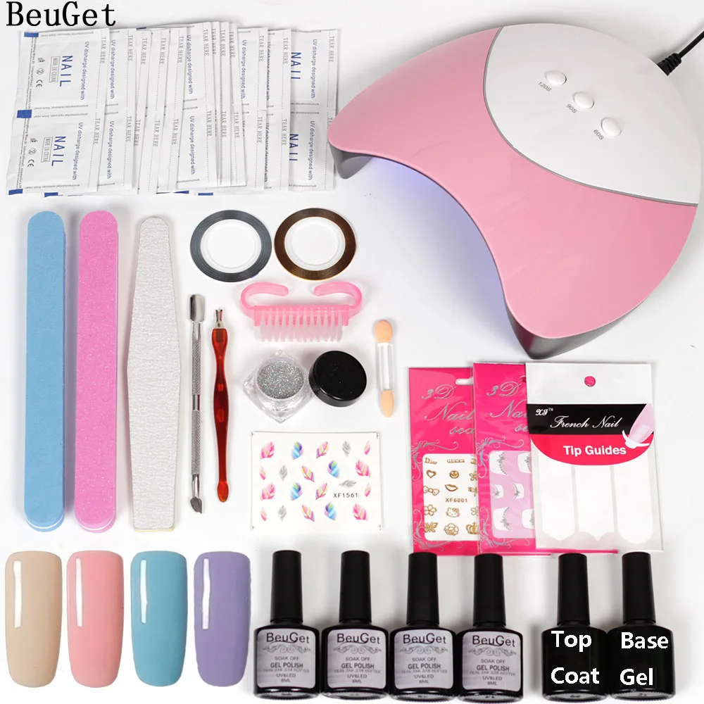 

Manicure Set With Lamp Nail Kit 36W UV LED Lamp For Nail Art Sets 4 Color 8ml UV Gel Nail Polish Tools Set For Manicure kit