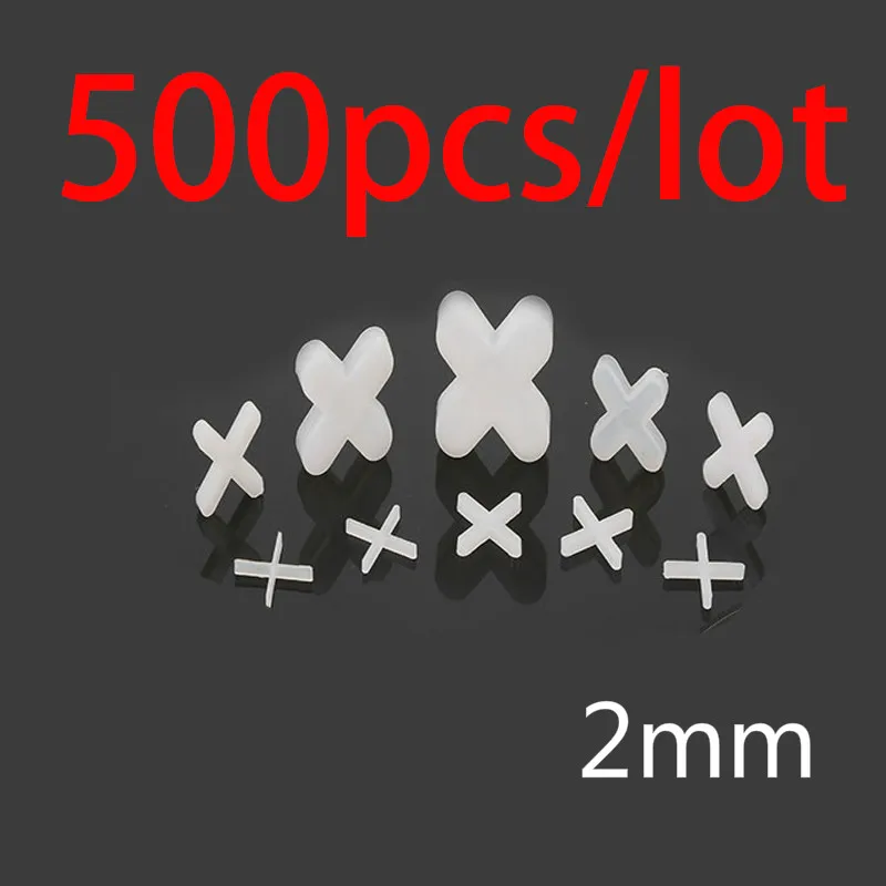 

500pcs 2mm Plastic Tile Spacer Cross Tiling Ceramic Tilers Plumbers White Cross Clips For Reuseable Tile Leveling System