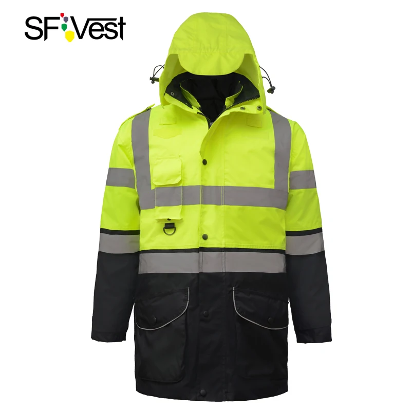 HI VIZ site JACKET waterproof INSULATED WARM WINTER BRIGHT YELLOW COAT WORK WEAR
