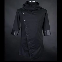 Мужские Асимметричные дизайнерские черные рубашки для ночного клуба сценический костюм мужские s в японском стиле blusas обтягивающая одежда уличная одежда