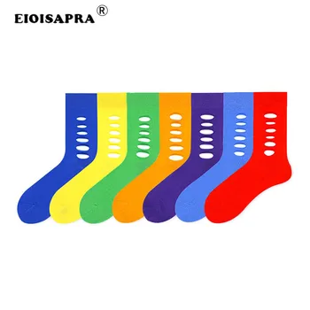 

Casual Pure Color Combed Cotton Women Socks Harajuku Trend Hole Hole Candy 7 Color Funny Socks Breathable Antiskid Colorful Sox