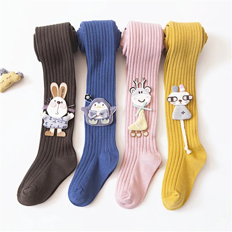 Колготки для маленьких девочек; Детские хлопковые носки с рисунком из мультфильма; вязаные колготки в 3D стиле; детская мода; сезон весна-осень