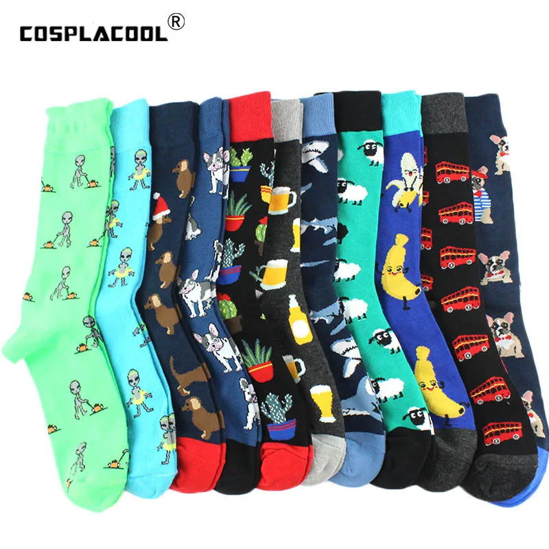 [COSPLACOOL] мужские хлопковые носки с рисунками из мультфильмов, забавные носки Кактус в стиле хип-хоп, веселые Креативные мужские носки, жаккардовые носки для скейтборда в стиле Харадзюку