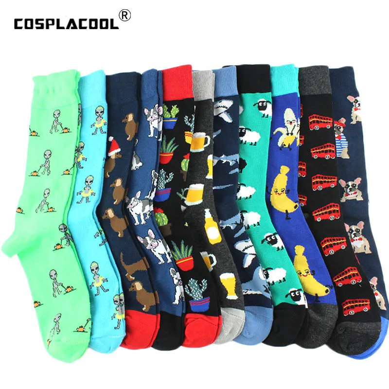 

[COSPLACOOL]Men Cotton Cartoon Novelty Funny Socks Cactus Hip Hop Happy Creative Men Socks Jacquard Harajuku Skateboard Crew Sox