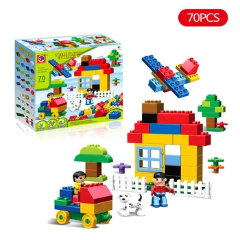 

70pcs Large Size Where Playing Is Learning Building Blocks Educational Bricks Toys Block Gift Compatible with legoeINGlys Duplos