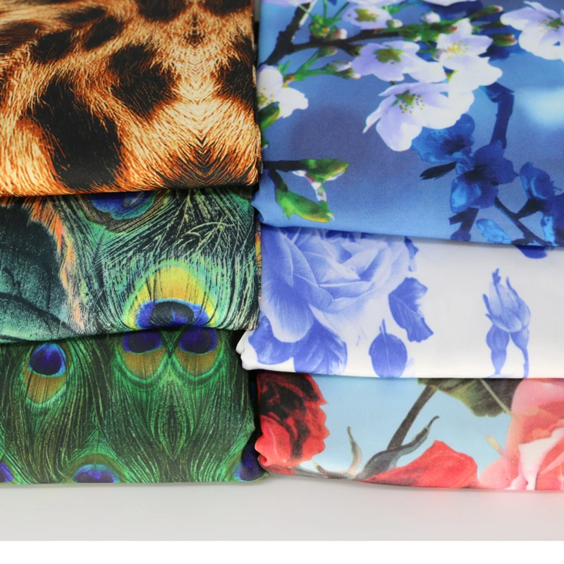 

50cm*155cm Elastic Knit Material Soft Polyester Lycra Fabric Print