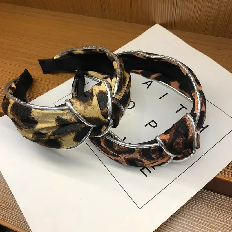 Корейский стиль простая повязка для головы женский обруч для лица широкая сторона Милая ткань аксессуары для волос для взрослых людей шпилька леопардовая повязка для головы с принтом