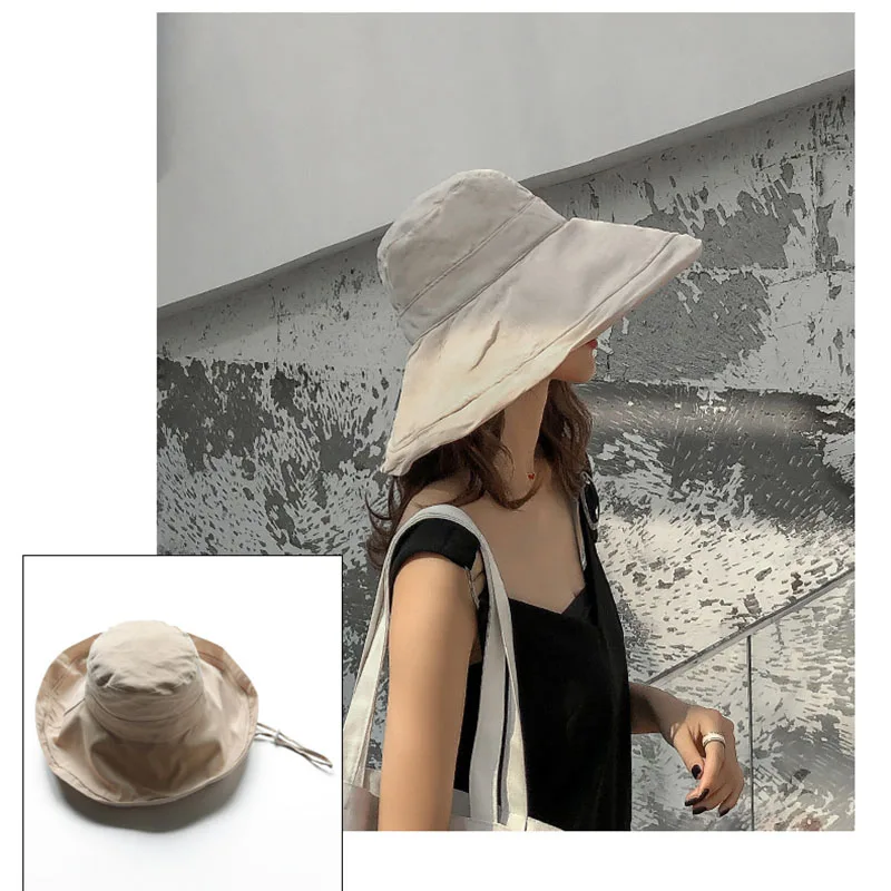 

Sunhat Women Summer Beach Wide Brim Sunscreen Outdoor Travel Hat Rolled Double-sided Fisherman Hat YA88