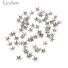 Lychee Life 100pcs 10mm Brass Star Studs Spikes Vintage Rivets For Bag Shoes Clothes DIY Sewing Accessories