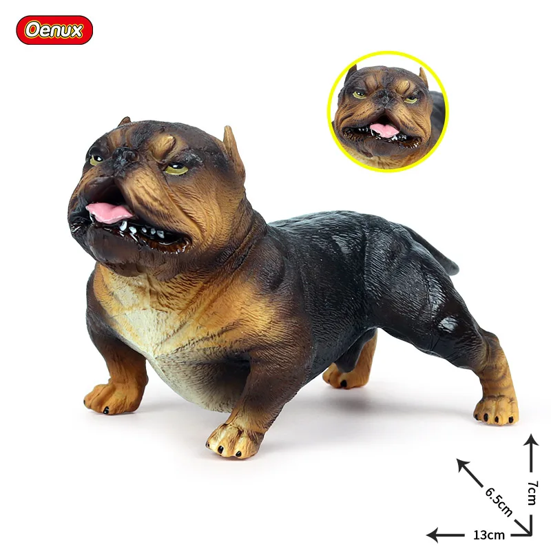 Oenux реалистичные ПВХ американский хулиган собака животное фигурка дружественная собака статическая модель фигурки Коллекция игрушек Детский подарок - Цвет: Without Box