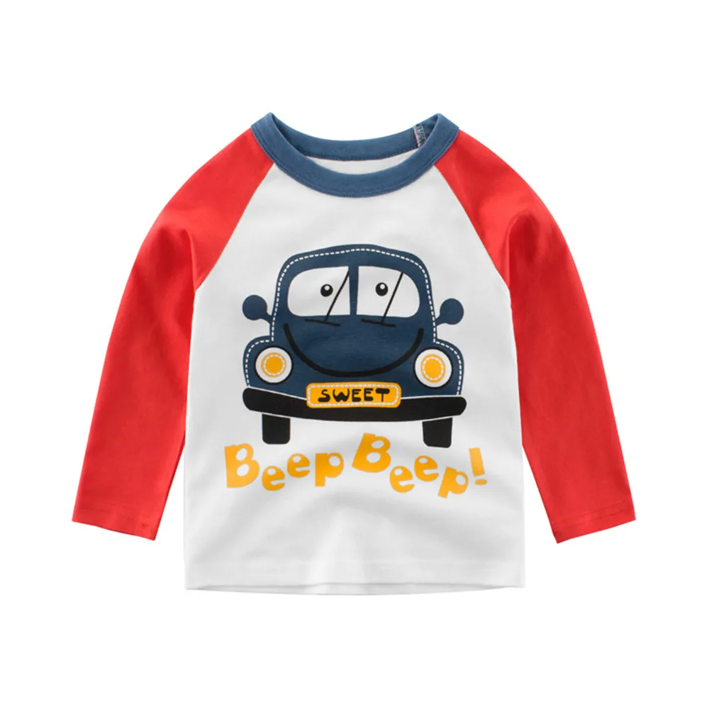 PureMilk Little Car Pattern T Shirts For Boys Cute Clothes Long Sleeve Cotton Boys Clothes