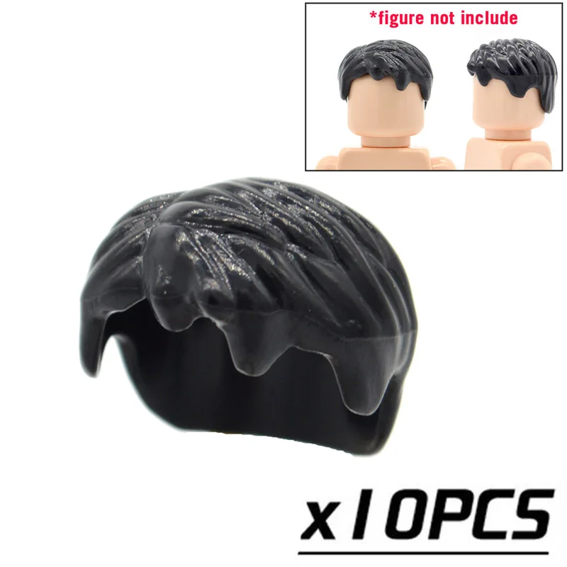 

10pcs/lot Black Short Male Hair for MOC Block Plastic Part Building Bricks Educational Toys for Children