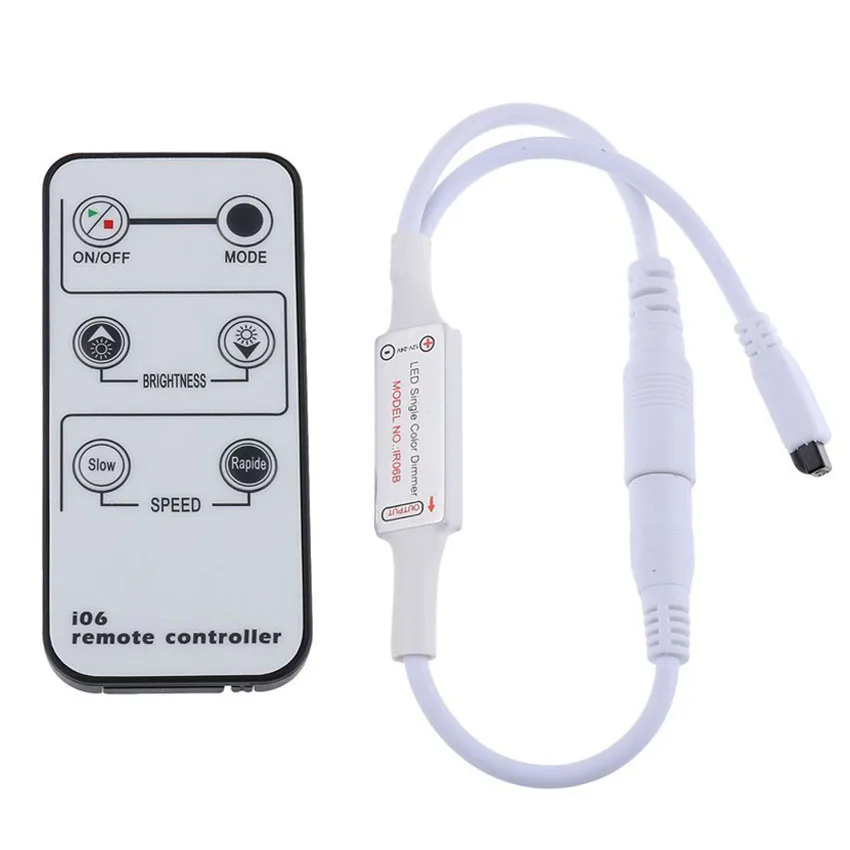 

Mini Remote Control Dimmer for Single Color LED Strip/LED Ribbon/LED Tape, 6 Key Remote Controller, Wireless Remote Control