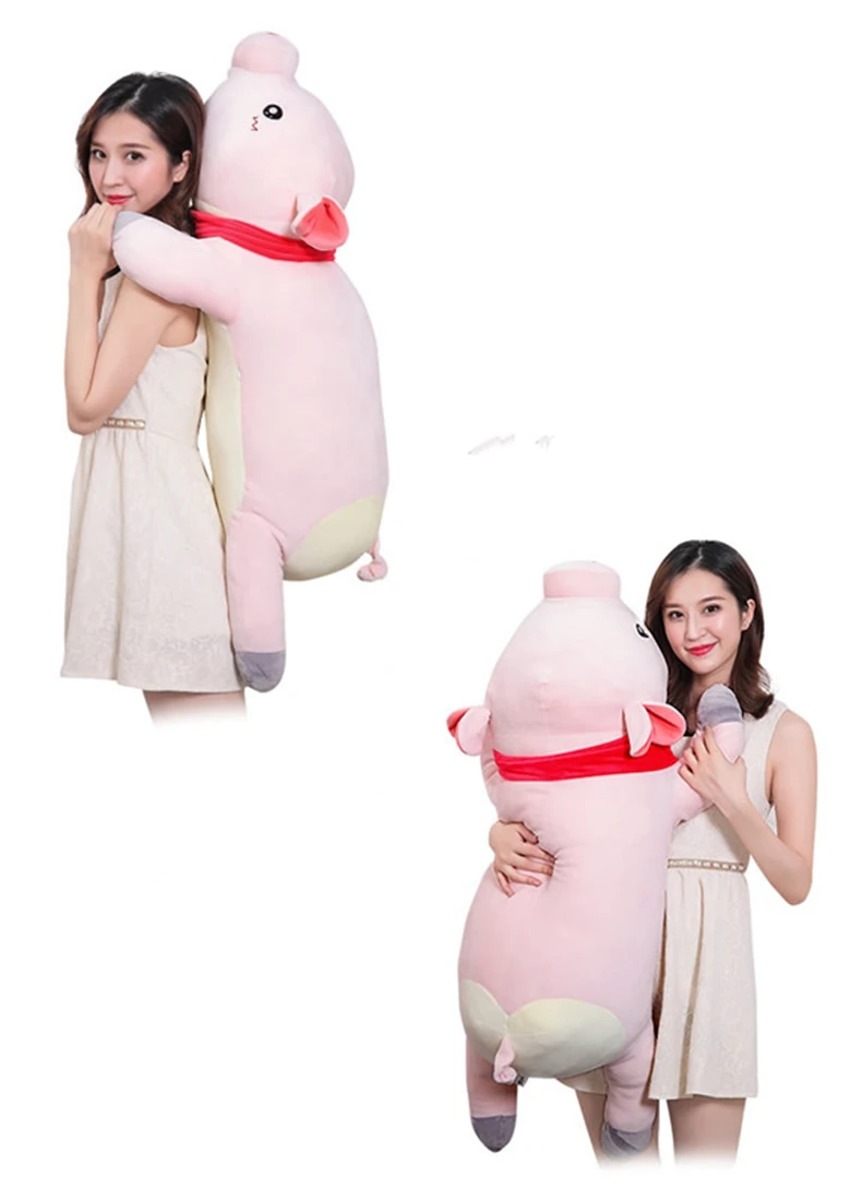 kawaii pink pig plush sleep long strips accompany pillow giant stuffed cartoon piggy doll toys for girl gift decoration 43inch 110cm DY50496  (2)