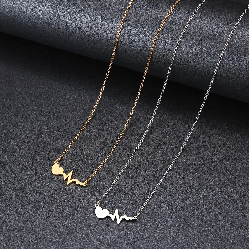 Hibobi Necklace Women Stainless Steel Jewelry Heart Trendy Necklaces Pendants Chain Donot Fade Valentine's Day Gift (5)