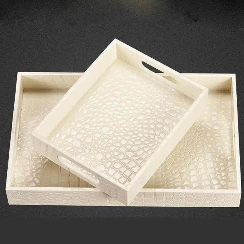 Rectangle White Color Wooden Serving Tray Tray Plastic Pu Leather Home Decoration Tray Food Snack Candy Kitchen Trays Ptp21 Storage Trays Aliexpress