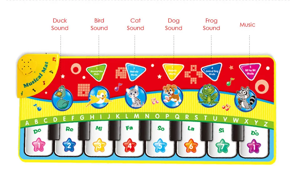 70x27 см Детские пианино коврики музыкальные ковры с 8 клавишами и 6 животными Звук сенсорный Игровой музыкальный коврик развивающие игрушки для детей