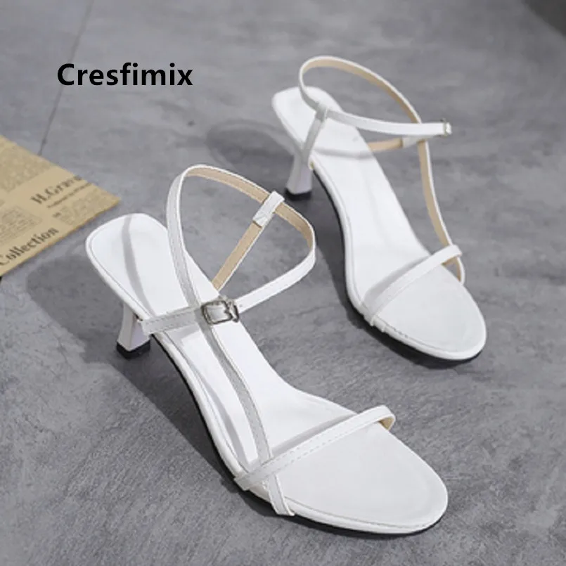 

Cresfimix Women Classic High Quality Pu Lather Peep Toe Summer Sandals Laday Cute Black High Heel Sandals Sandales Femmes C5440