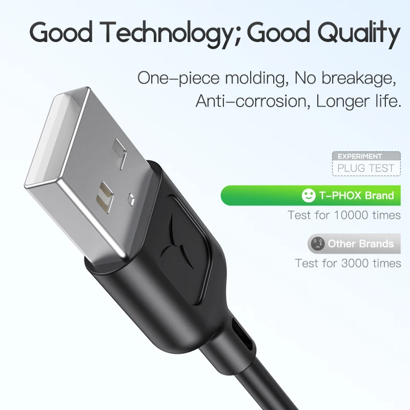 T-phox USB نوع C كابل لسامسونج غالاكسي S10 S9 Oneplus 6T QC3.0 USB-C شاحن الحبل الهاتف المحمول USB C نوع-C كابل
