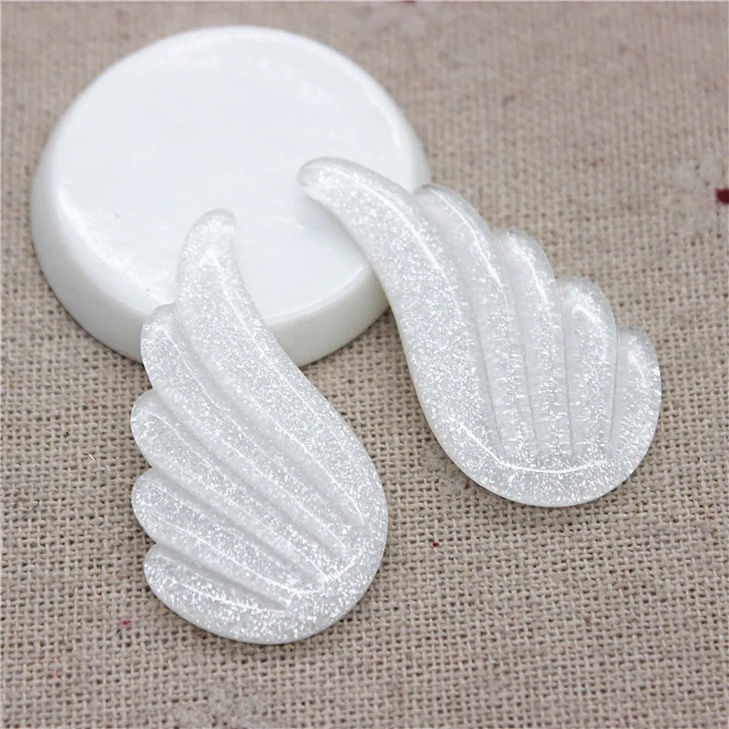 10pcs(5pairs) Shiny White/Pink/Blue Resin Angel Wing Miniature Art Supply Decoration Charm DIY Accessory,22*40mm