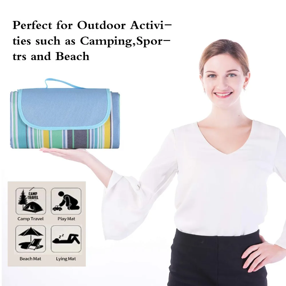7959inch Outdoor Beach Blanket Water-Resistant Foldable Outdoor Camping Mat Multiplayer Tourist Sleeping Camping Hiking Pad Mat (9)