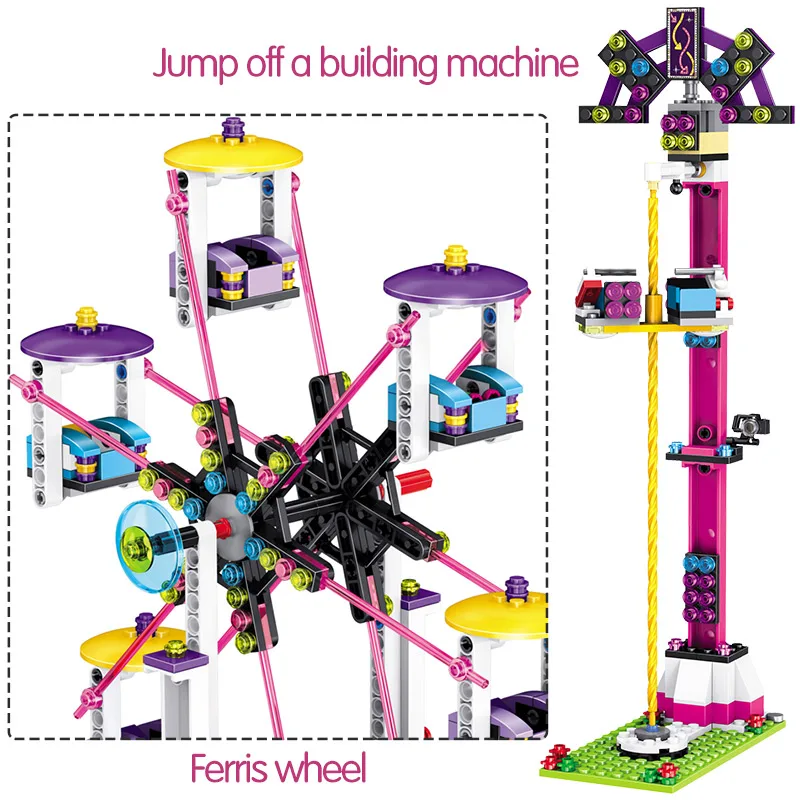 1124 шт. Совместимость с блоками друзья парк аттракционов американские горки фигурка модель строительные игрушки хобби дети девочки