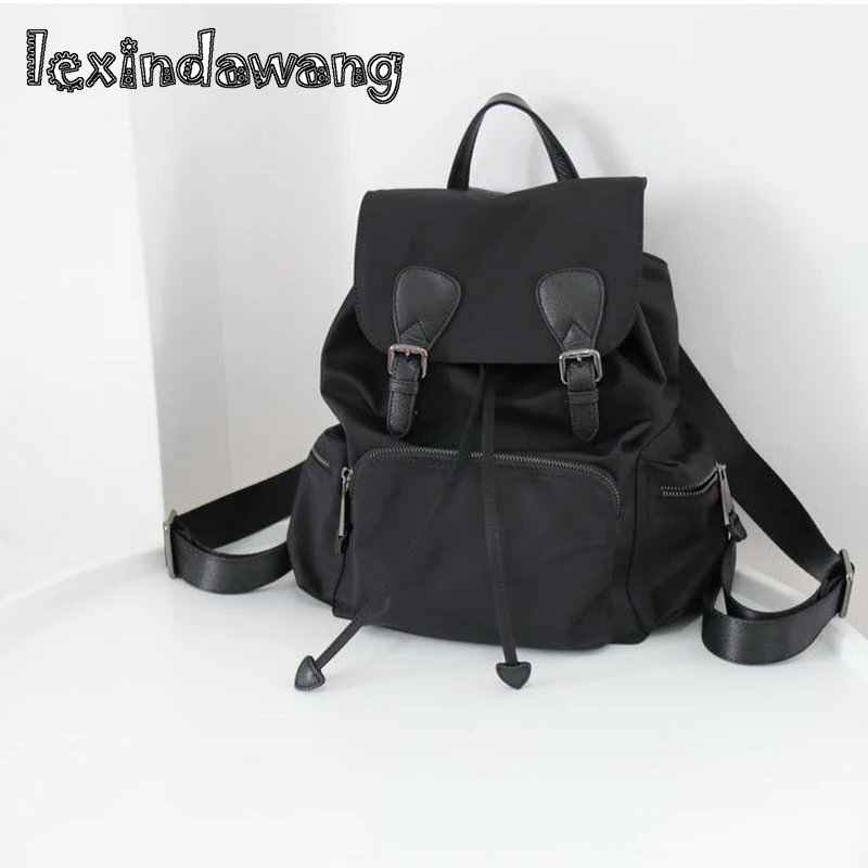 

Brand Design Famous Travel Rucksack Backpacks for Teenagers Women Nylon cloth + imported top layer cowhide School Bags Large