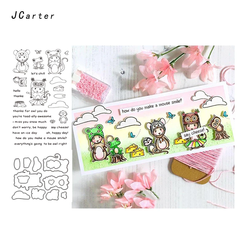 

JC Metal Cutting Dies and Rubber Stamps Scrapbooking Craft Frog Kangaroo Owl Dies Cut Stencil Card Making Album Sheet Decoration