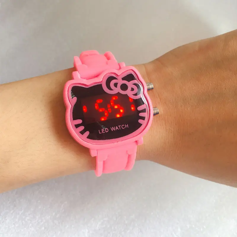 Hot Hello Kitty LED Children Watches 2018 Rubber Strap Child Watch Fashion Girls Kids Digital Wristwatch Casual Clock | Наручные часы