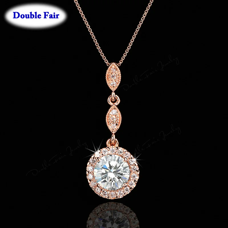 Винтажные ожерелья и кулоны из Кубического циркония с микро-покрытием из серебра/розового золота для женщин, свадебные ювелирные изделия с кристаллами DWN428M