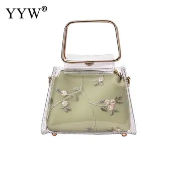 

Women Clear Purse Cute Transparent Crossbody Shoulder Bag Pu Leather Jelly Bags Flower Tote Handbags New Bolsa Feminina