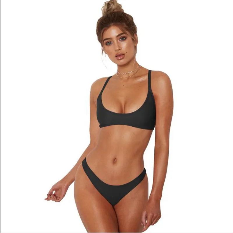 2019 New Triangle Split Solid Color Sexy Bikini Swimsuit Ladies Women Brazilian Female Bathing Suit Monokini 2019 New Triangle Split Solid Color Sexy Bikini Swimsuit Ladies Women Brazilian Female Bathing Suit Monokini