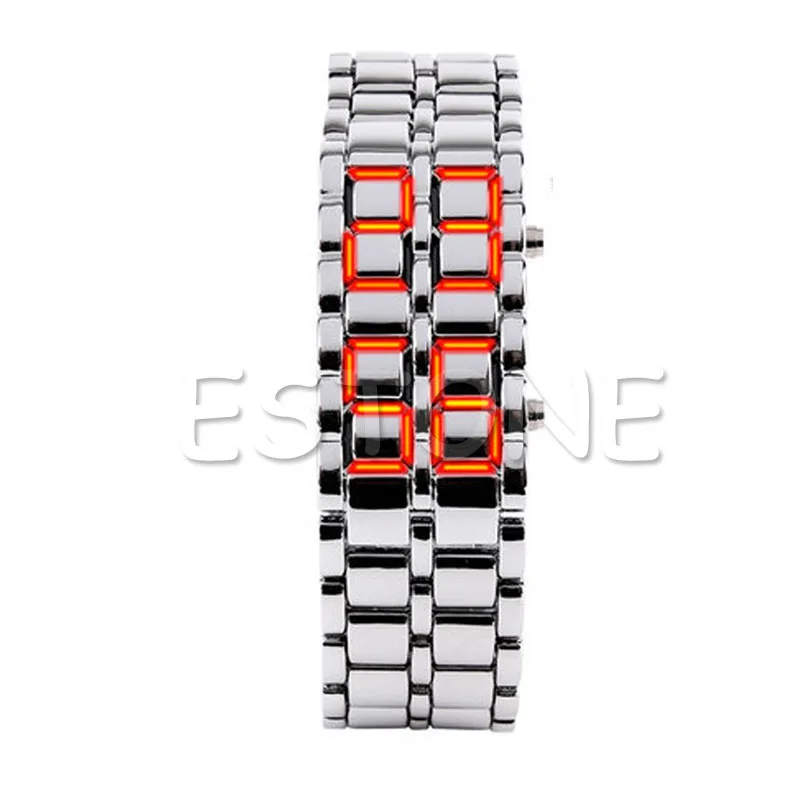 

Women's Men's Volcanic Lava Iron Samurai Metal Faceless Bracelet Sport LED Watch