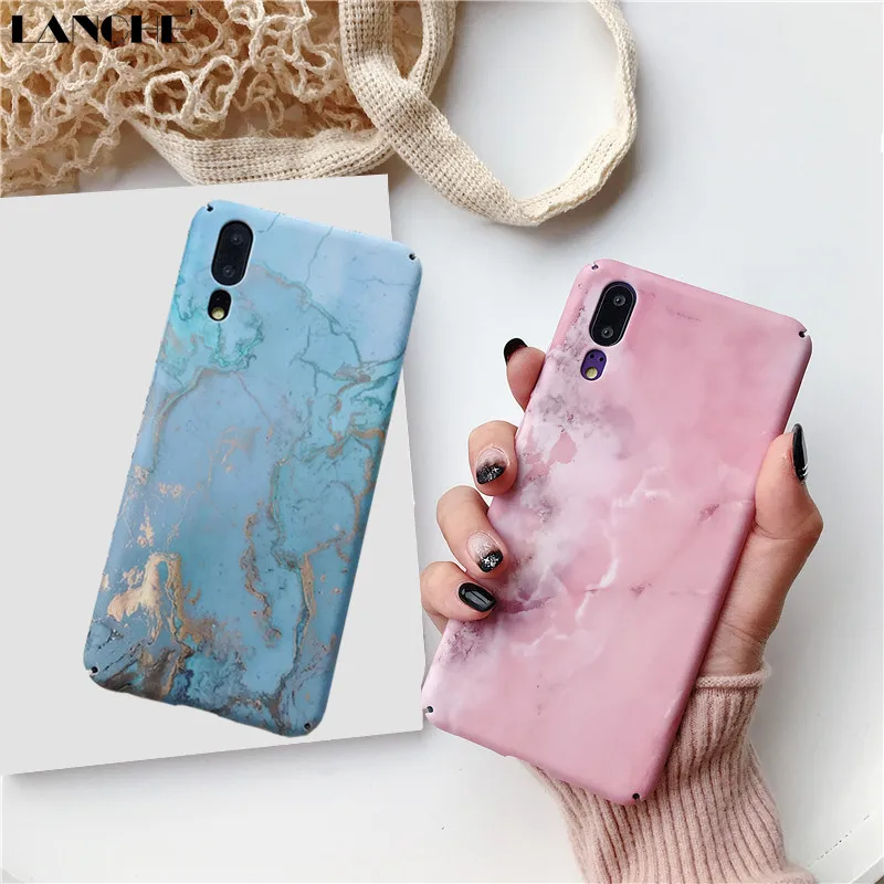 Чехол LANCHE для Xiaomi Redmi note 7 8 Жесткий из поликарбоната с мраморным узором телефона
