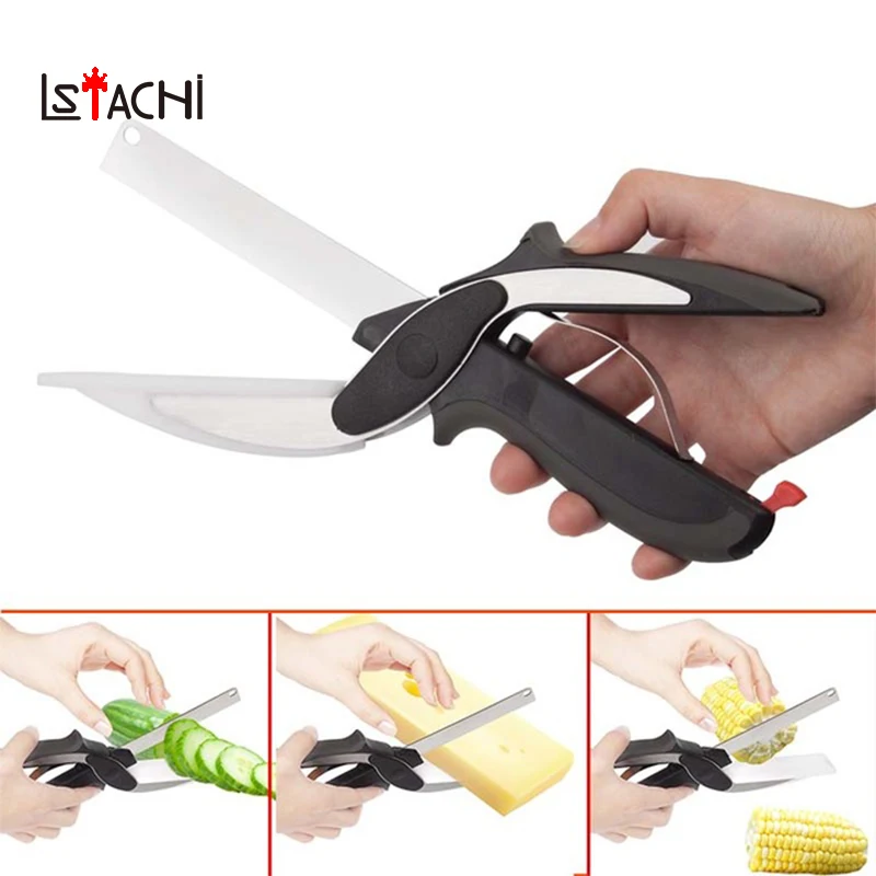 

LSTACHi 2In1 Kitchen Knives Meat Scissors Stainless Steel Kitchen Knife Meat Potato Cheese Vegetable Cutter Food Processor