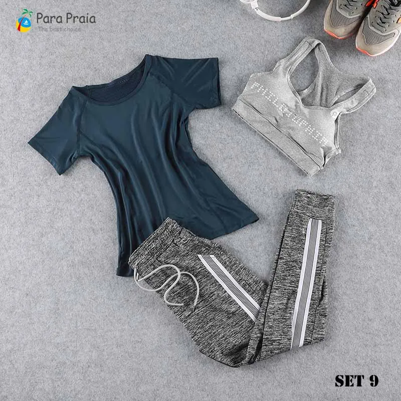 

Three Piece Yoga Set Sportswear Women Sports Bra Running Suit Fitness Clothing Women Sports Shorts Gym Workout Clothes Gym Set