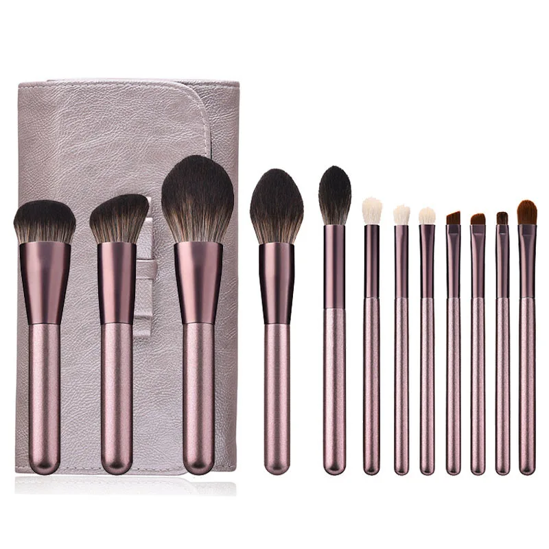 

12pcs Small Purple Grape Makeup Brushes set Wooden Handle Eye Shadow Foundation Concealer Powder Make Up Brush kit Beauty Tools