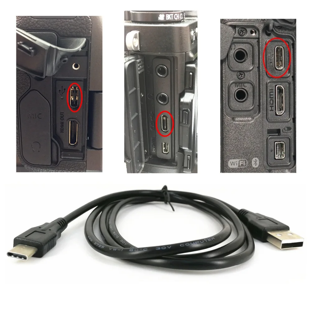 

Type-C to USB Data Cable Cord for Canon EOS R Nikon Z7 Z6 Fujifilm X-T3 XT3 Camera replace IFC-100U UC-E24 USB-C TypeC Type C