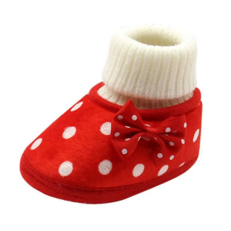 Soft & Warm Baby Shoes Born Baby Girl Bowknot Fleece Snow Boots Booties White Princess Shoes LM58 Arrival